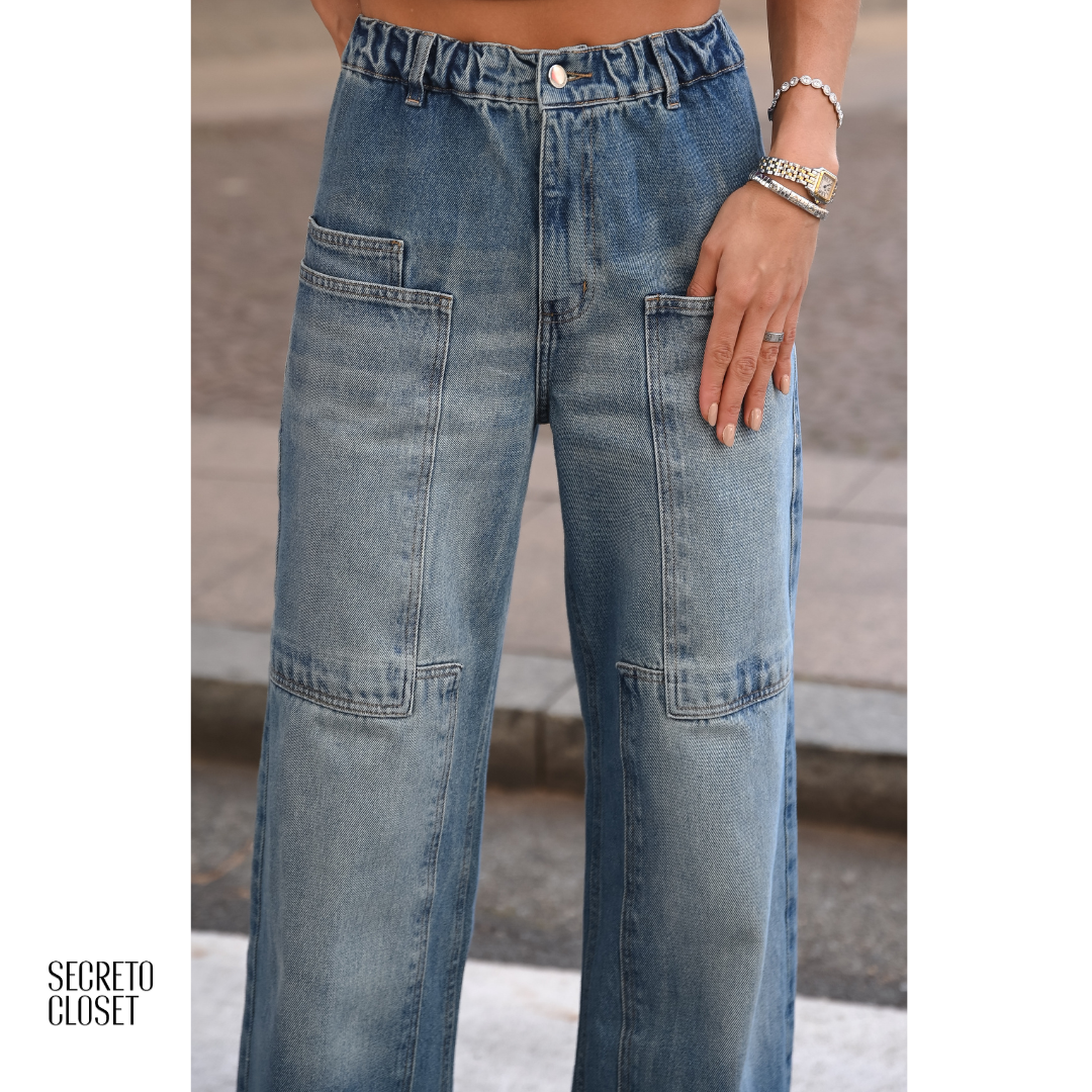Calça Jeans Cós Elástico Maia Azul