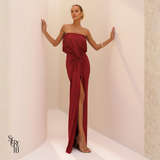 Vestido Longo Fenda Frontal Samara Vermelho