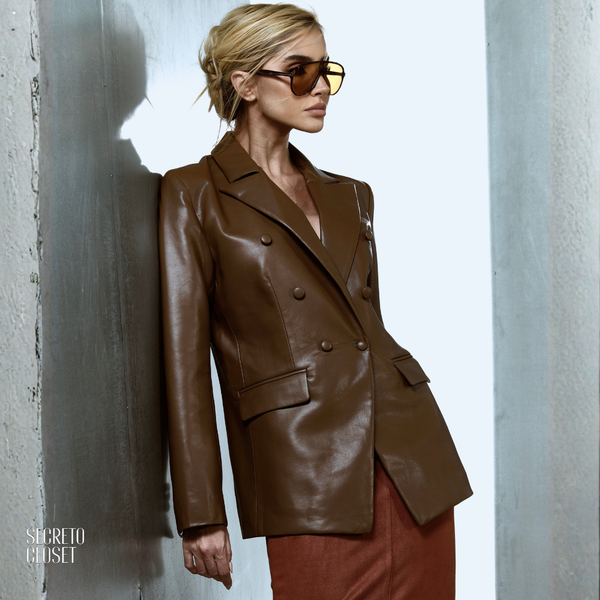Blazer Couro Balmain Hellen Chocolate