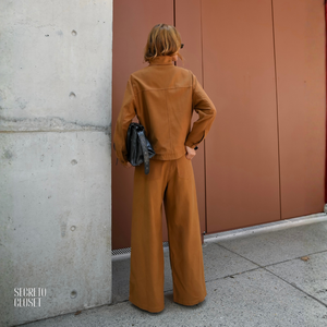 Calça Pantalona Monica Marrom