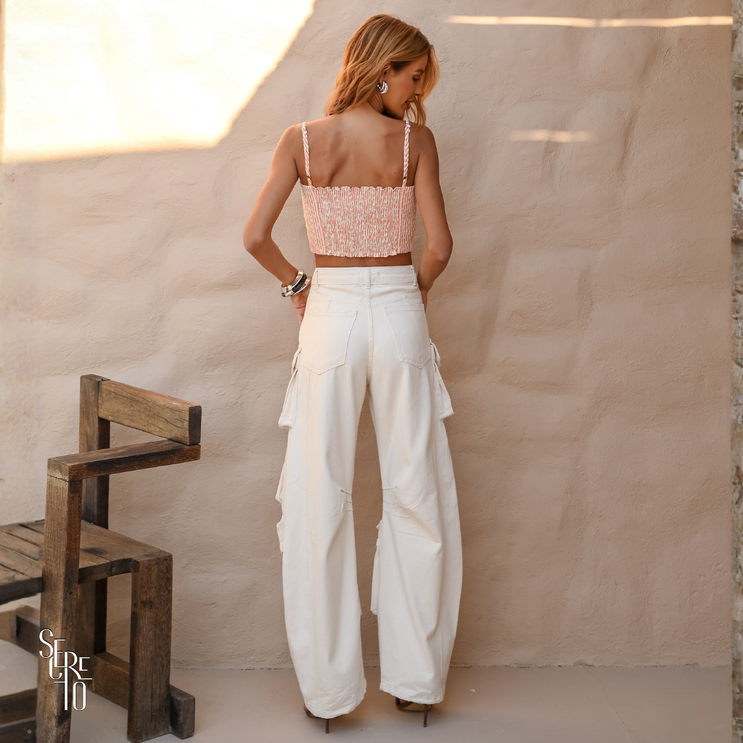 Calça Jeans Cargo Maura Cru