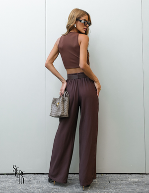 Top Cropped Canelado Bianca Marrom