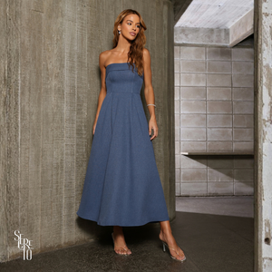 Vestido Longuete Pala Dobrada Lorena Azul Jeans