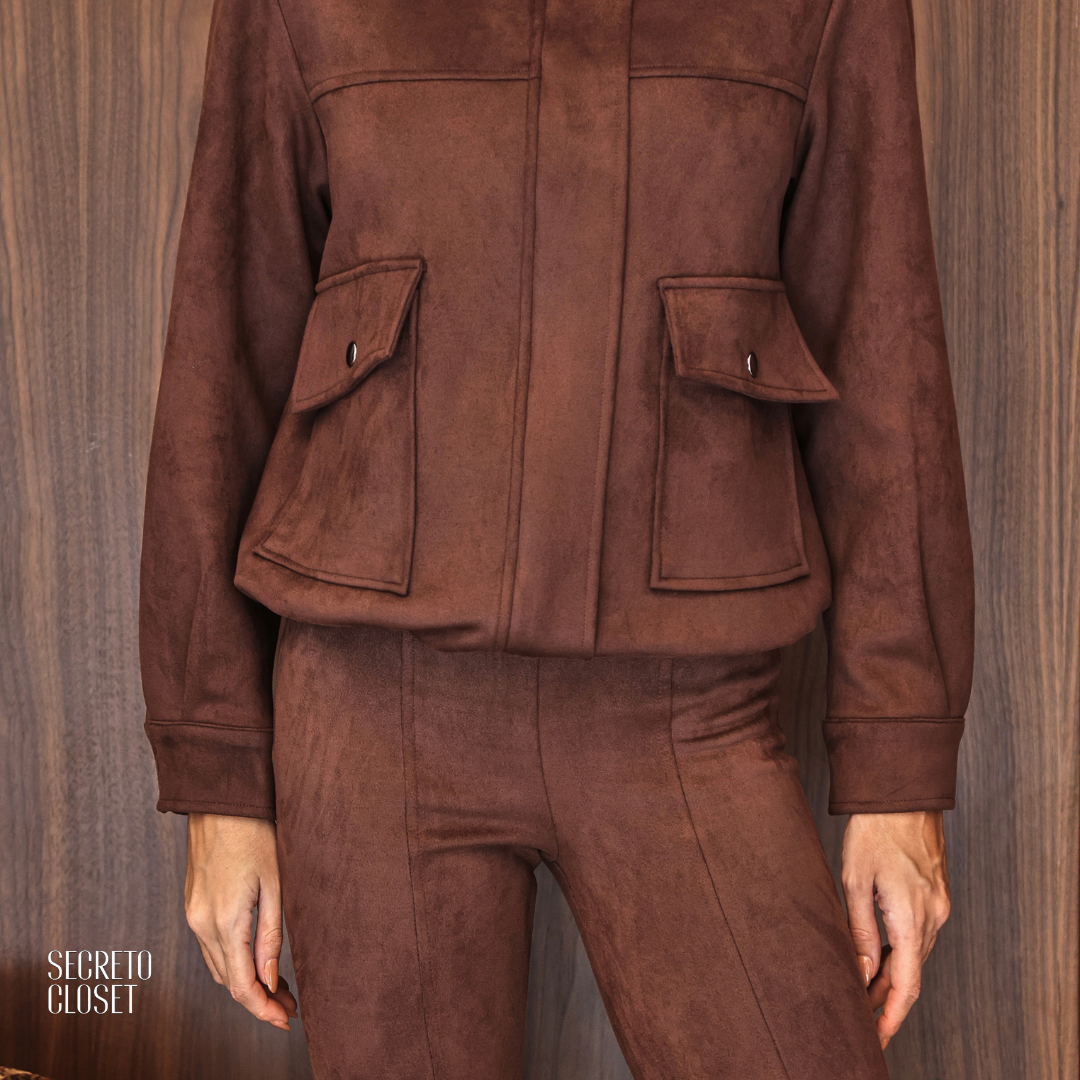 Jaqueta Bomber Suede Diana Marrom