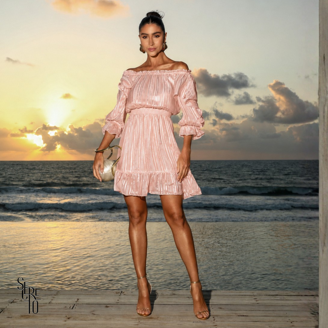 Vestido Curto Acetinado Gaia Rosa