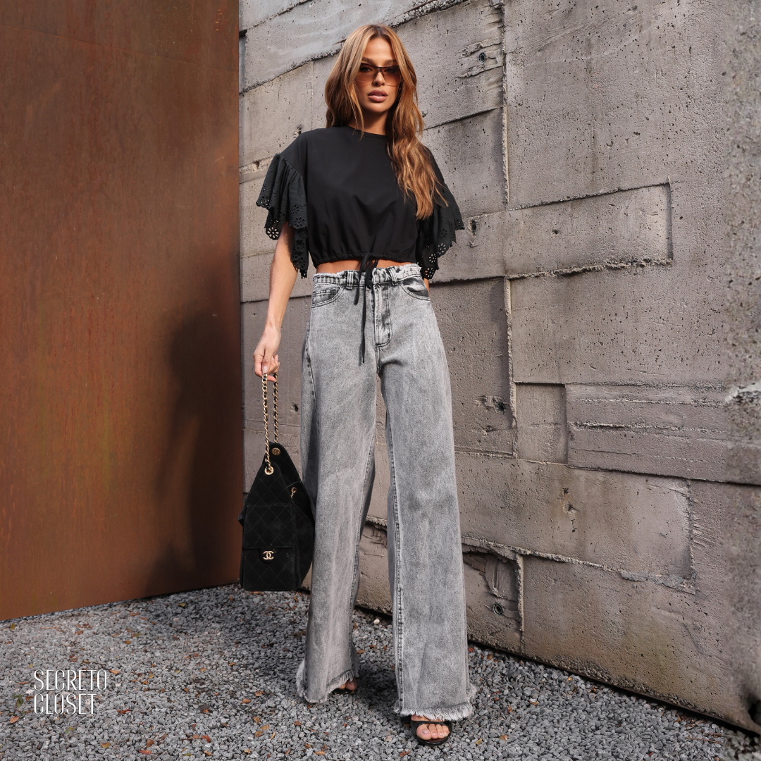 Blusa Manga Laise Marlene Preto