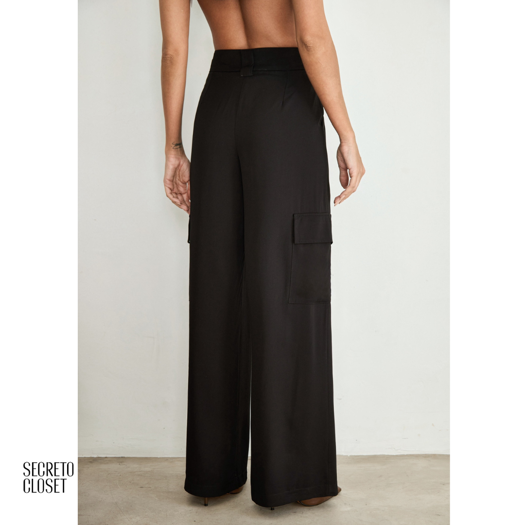 Calça Cargo Alfaiataria Alana Preto