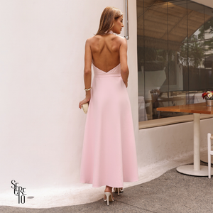 Vestido Longo Alfaiataria com Gola e Botões Roze Rosa