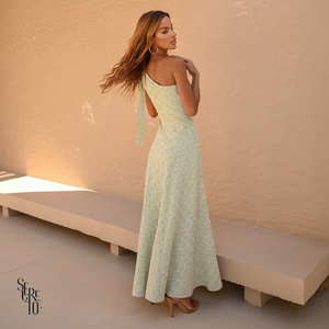 Vestido Longo Listrado Celine Pistache (com xuxinha)