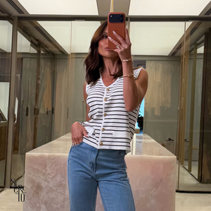 Blusa Modal Listrado Althea Off White
