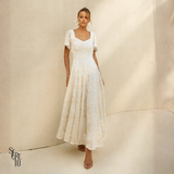 Vestido Longuete Bordado Debora Natural