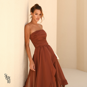 Vestido Longo Assimétrica Liora Marrom