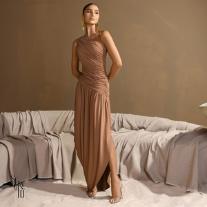Vestido Longo Assimétrica Esther Biscuit