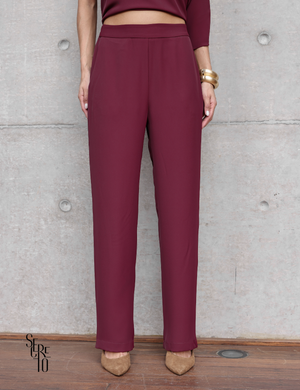 Conjunto Blusa e Calça Assimétrico Aile Vinho