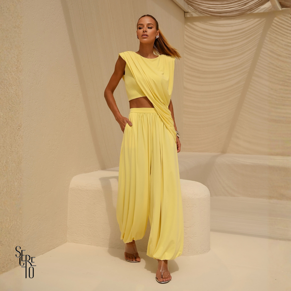 Conjunto Drapeado Aladin Maelis Amarelo