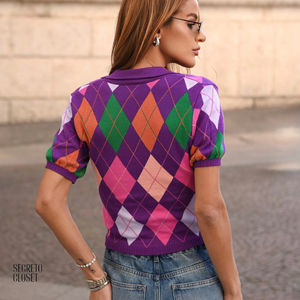 Blusa Polo Argyle Pietra Roxo