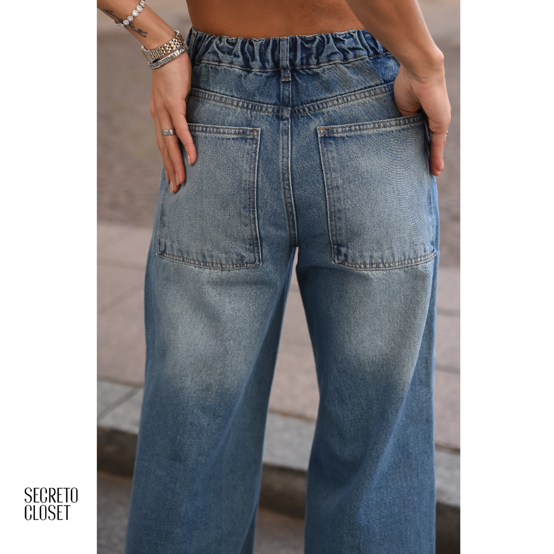 Calça Jeans Cós Elástico Maia Azul