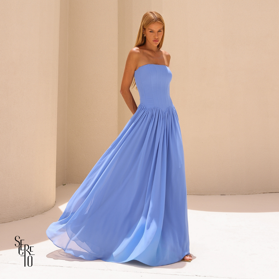 Vestido Barbatana Erica Azul Claro