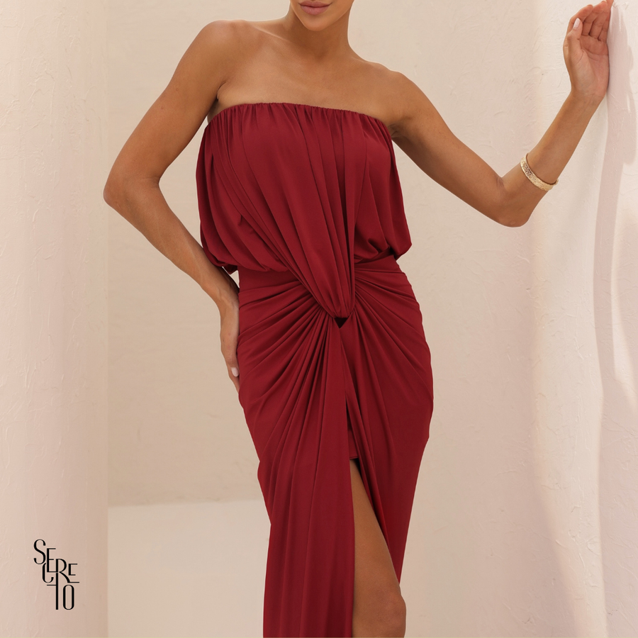 Vestido Longo Fenda Frontal Samara Vermelho