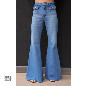 Calça Jeans Flare Barra Fio Julyane Azul