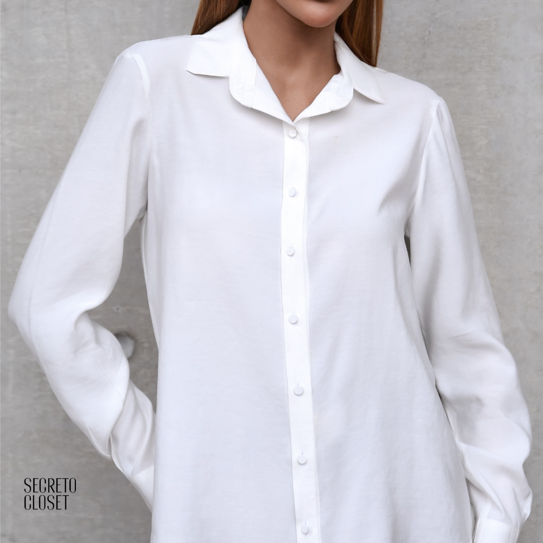 Camisa Punho Pregas Ayumi Off White