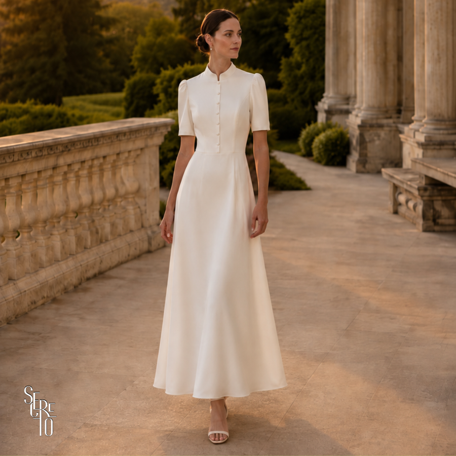 Vestido Longuete Botões Débora Off White