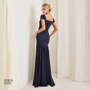 Vestido Longo Franzido Calista Marinho