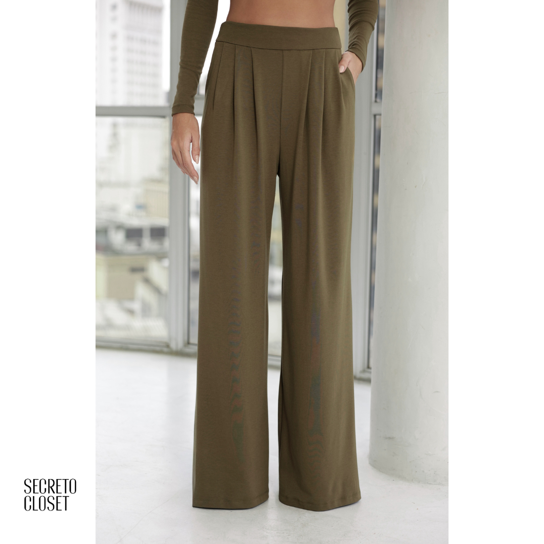 Conjunto Blusa e Calça Malha Joey Verde Musgo
