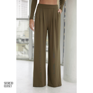 Conjunto Blusa e Calça Malha Joey Verde Musgo