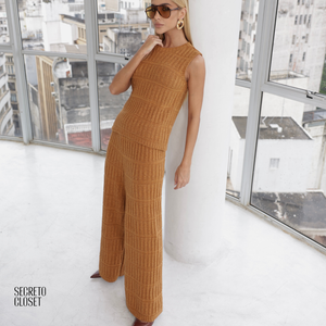 Conjunto Regata e Calça Tricô Barbara Biscuit