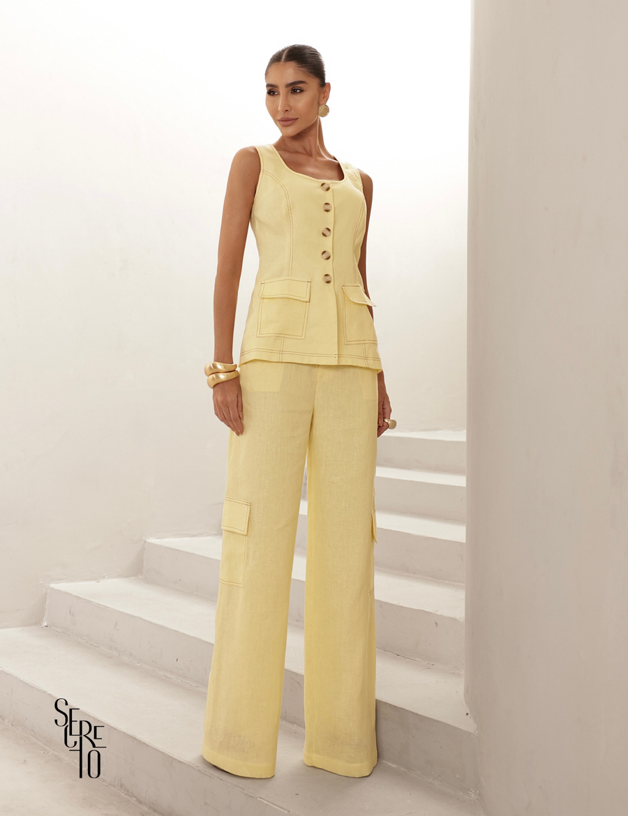 Conjunto Regata e Calça Pesponto Bibi Camomila