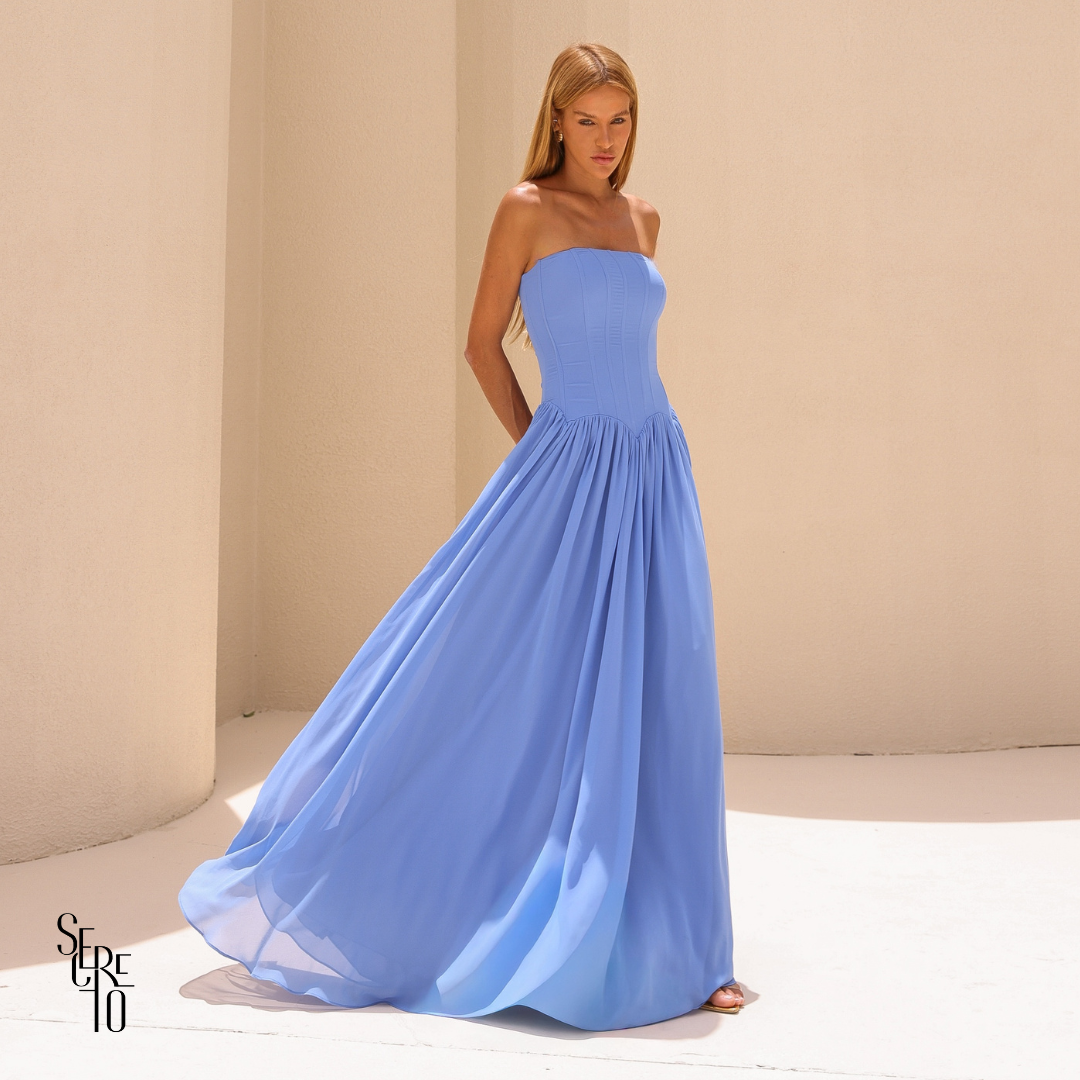 Vestido Barbatana Erica Azul Claro