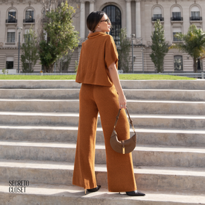 Conjunto Blusa e Calça Tricô Aline Biscuit