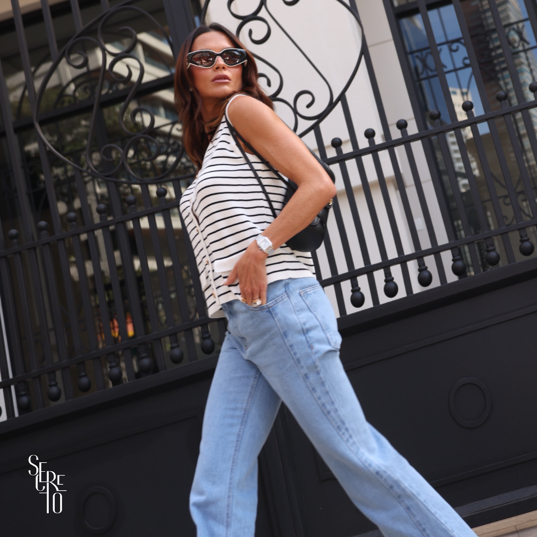 Blusa Modal Listrado Althea Off White