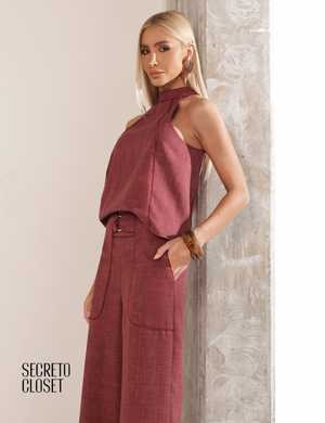 Conjunto Blusa e Calça Viés Dana Terracota