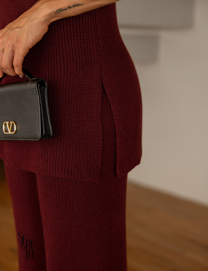 Conjunto Regata e Calça Tricô Yara Marsala