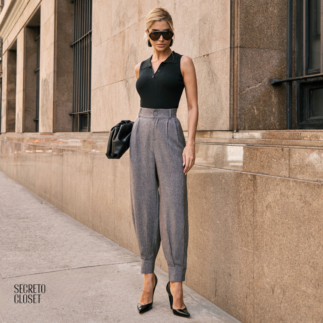 Calça Cenoura Manuela Cinza