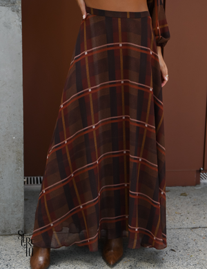 Saia Longa Evasê Carla Marrom