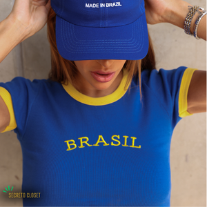 Blusa Cropped BRA Adriana Azul Bandeira
