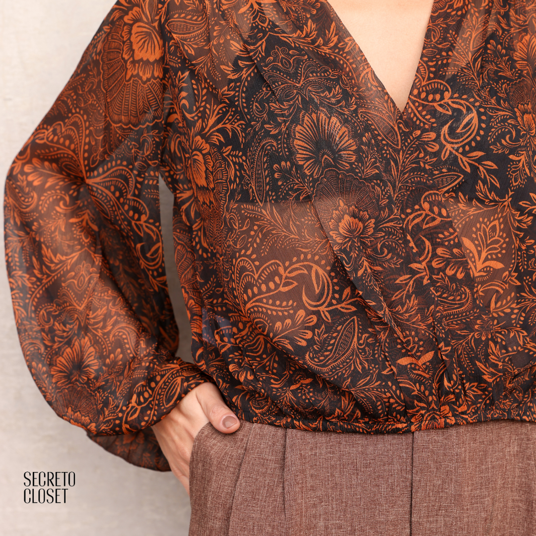Blusa Estampada Amelia Marrom
