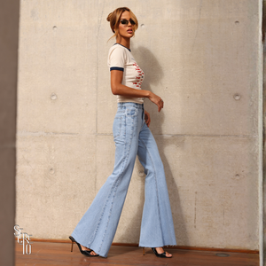 Calça Jeans Flare Livia Azul Claro