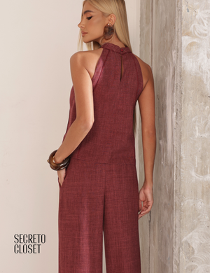 Conjunto Blusa e Calça Viés Dana Terracota
