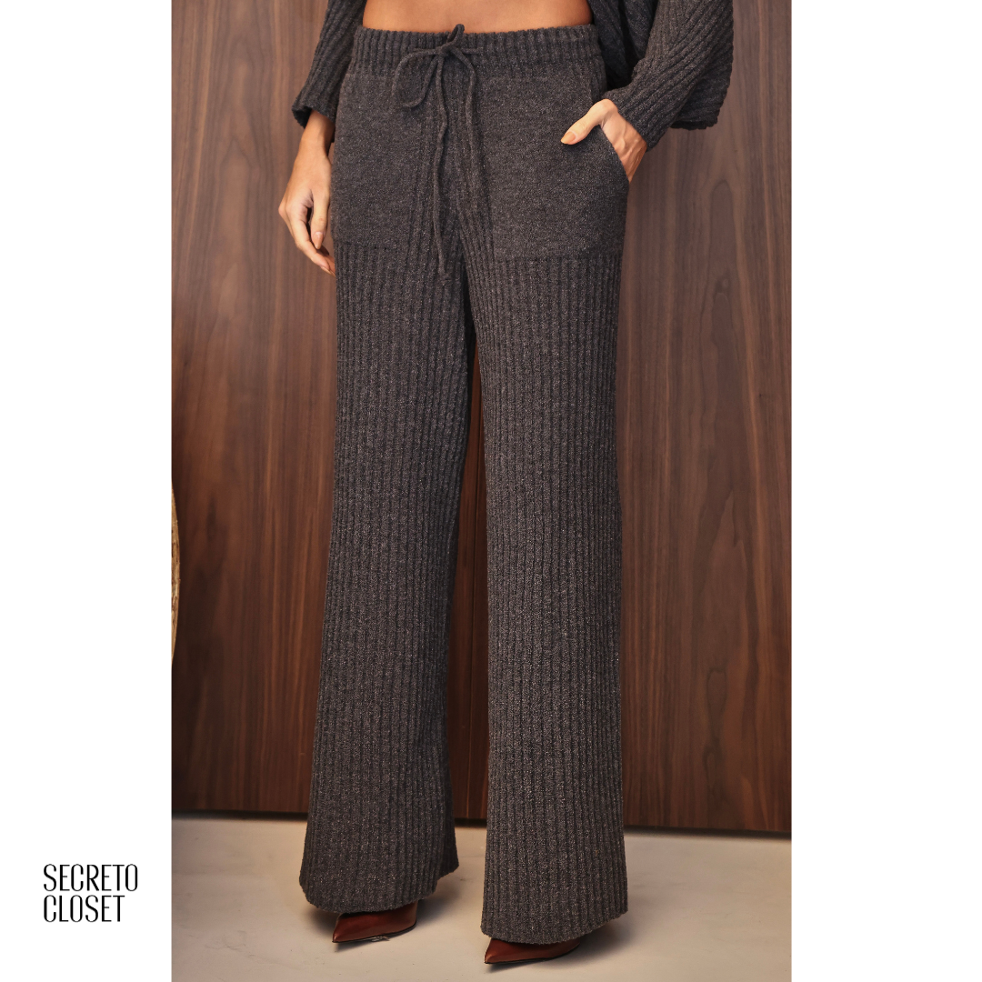 Conjunto Tricô Mousse Madalena chumbo