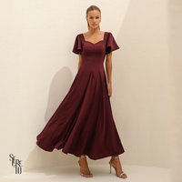 Vestido Longo Manga Sino Julia Vinho
