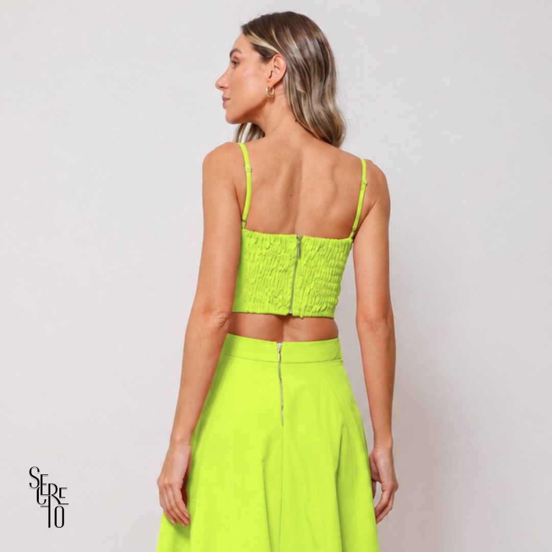 Conjunto Saia Midi Kyle Verde Limão