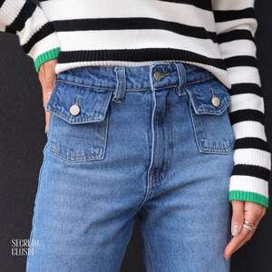 Calça Jeans Flare Barra Fio Julyane Azul