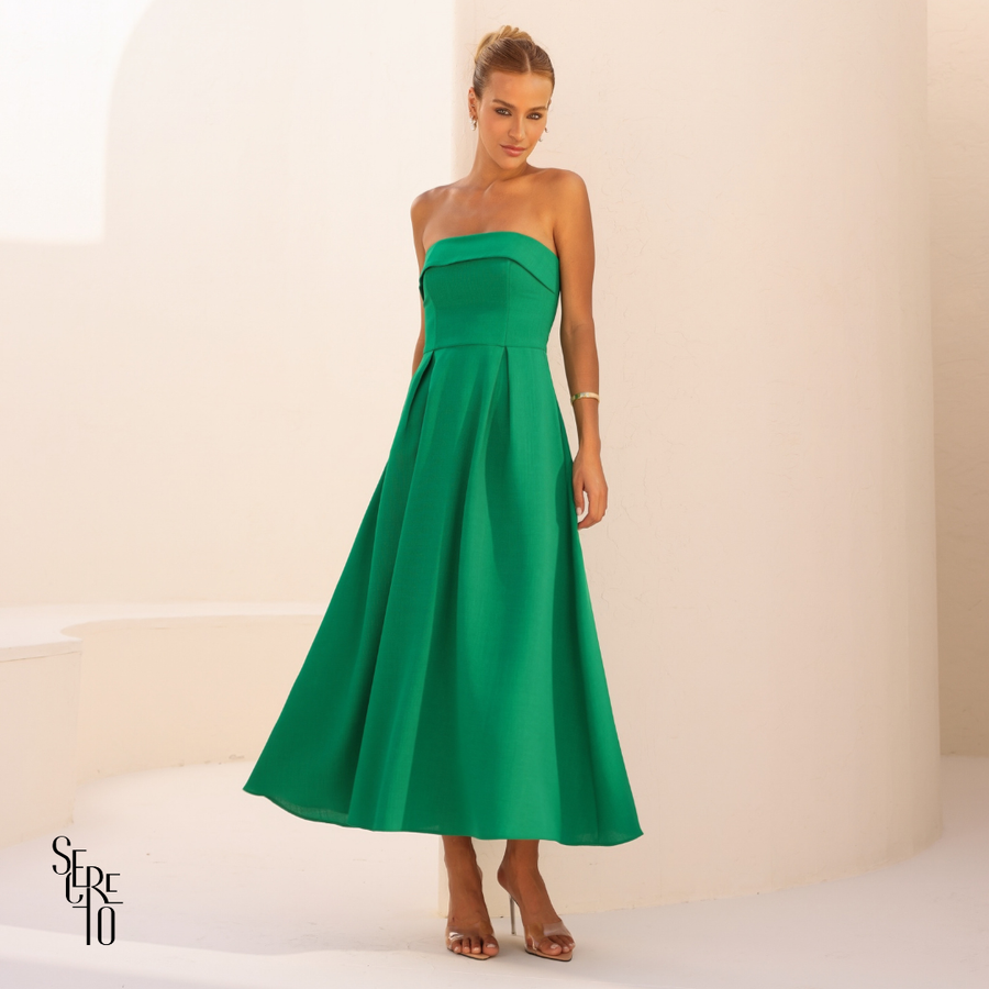 Vestido Longuete Pala Dobrada Lorena Verde