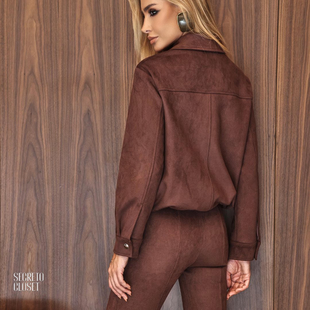 Jaqueta Bomber Suede Diana Marrom