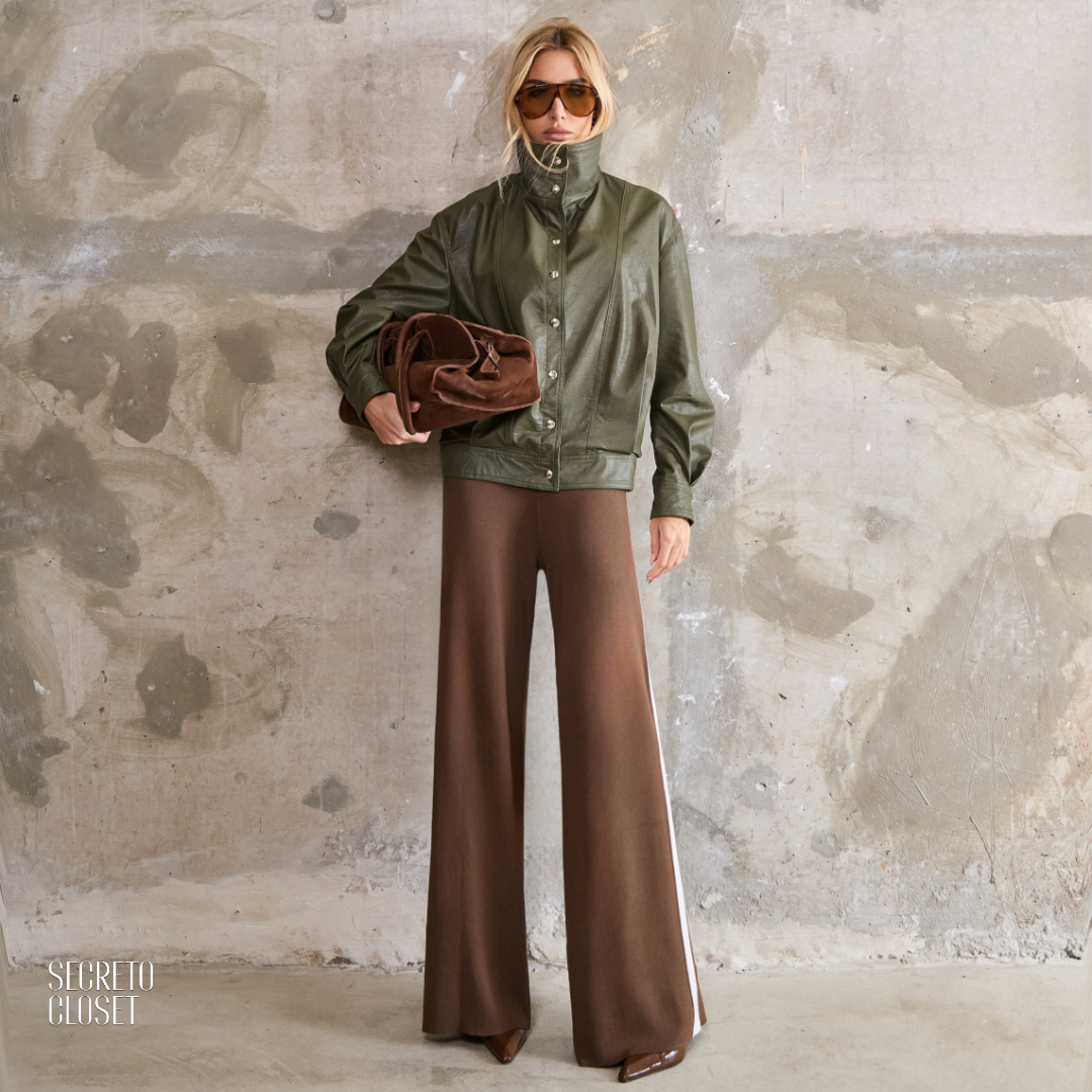 Jaqueta Bomber Courino Anneliese Verde Militar