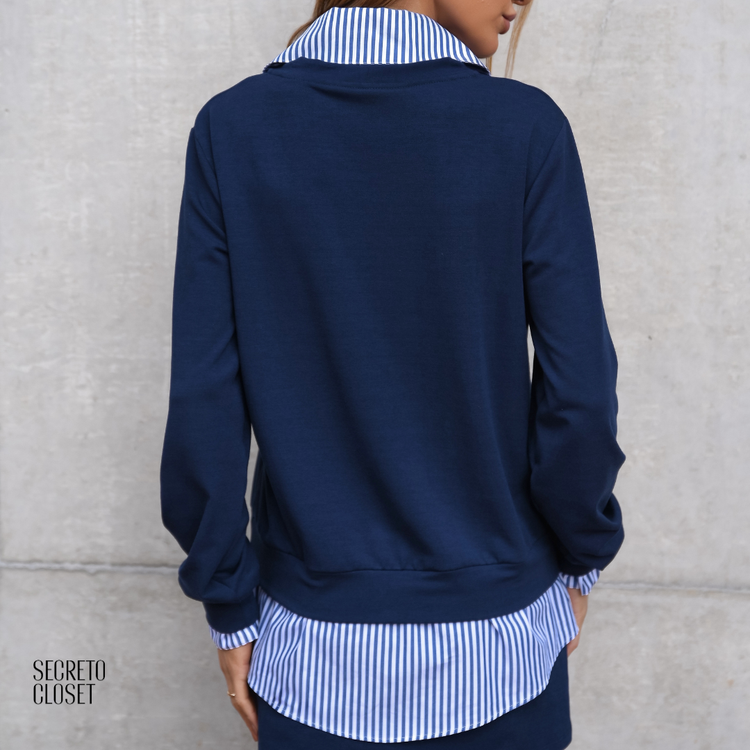 Conjunto Camisa e Short Saia Moletinho Elisa Azul Marinho